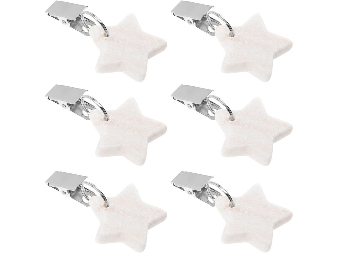Pesas Para Manteles, Fáciles De Colocar, Hechas De Acero Inoxidable Y Mármol, 6 Piezas Con Clips, Elegante Diseño