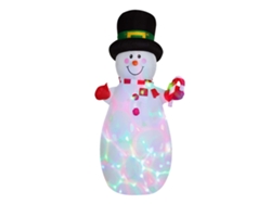 Muñeco de nieve inflable de 1,8 m para jardín, ideal para Navidad, con luces giratorias de colores.