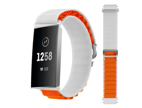 Correa Alpine G-Hook Ajustable Fitbit by Google Charge 3 Blanco y Naranja