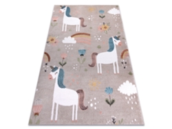 Alfombra Fun Sweety Para Niños, Unicornio, Arcoiris Beige (80 x 150 cm)