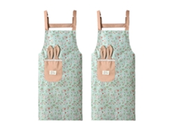 Delantal Floral Con Orejas De Conejo 2 Piezas, Femenino, Impermeable, Verano, Cocina, Lona, Catering
