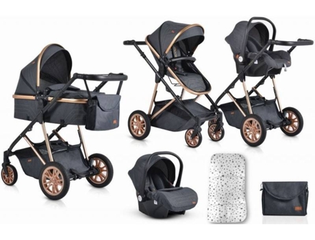 Carrito de Bebé MONI Tres Piezas Convertible Midas negro