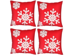Juego De 4 Fundas De Almohada Navideñas, Diseño De Nieve Bordado, Diseño Decorativo De Lona De Algodón, 45x45cm