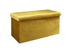 Banco de almacenamiento plegable de terciopelo Giulia - Amarillo mostaza - Diseño contemporáneo