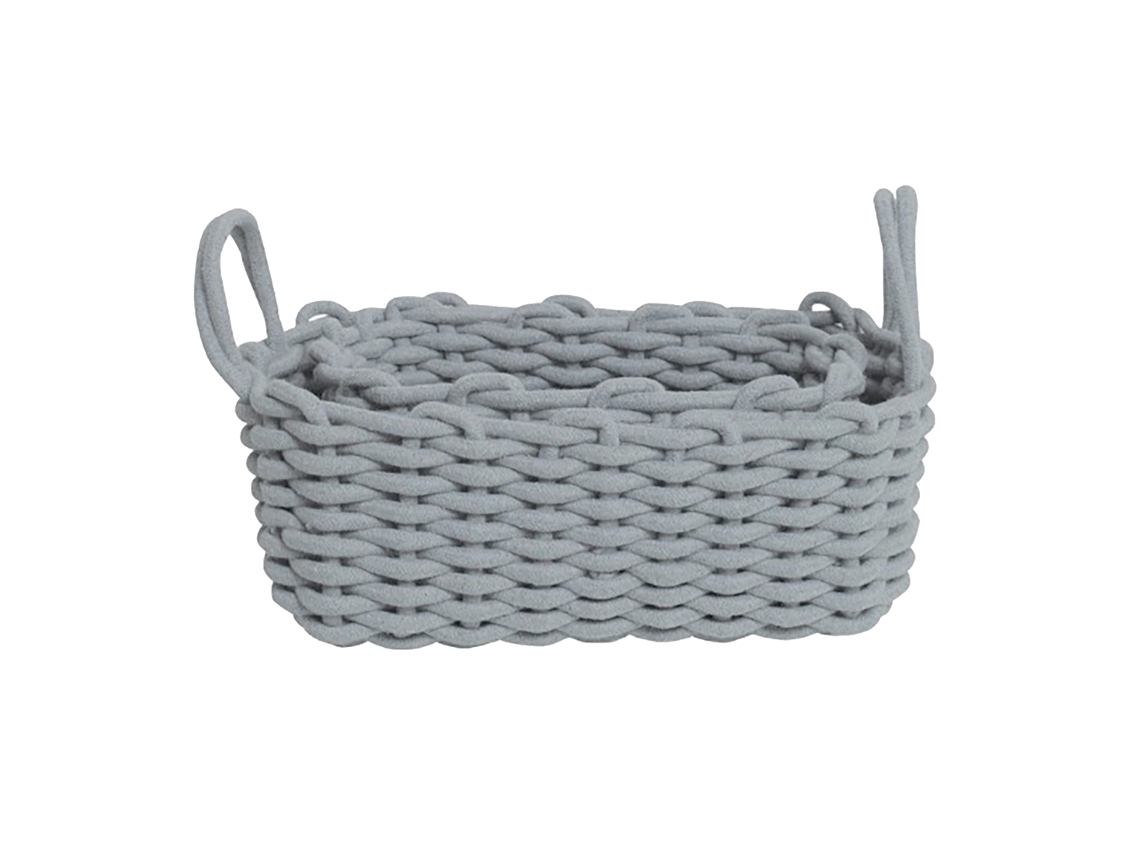 Cesta De Almacenamiento De Algodón Hecha A Mano De Estilo Nórdico Para Mesa, Juguetes, Ropa Interior, Gris, 36x25x15cm
