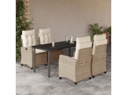 Juego de comedor de jardín de 5 piezas con cojines de mimbre beige de DKD Home Decor