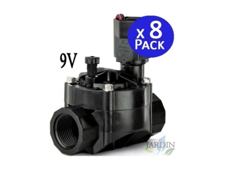 Electrovalvula de Riego 100Hv 1'' 9V RAIN BIRD para Programadores a Bateria Pack 8 RAIN BIRD