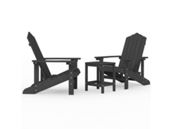 Maison Exclusive - Sillas De Jardín Adirondack Con Mesa Hdpe Gris Antracita