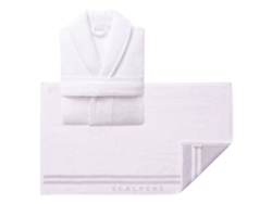 Albornoz L-XL y Alfombrilla de Baño 50x80cm SCALPERS Home 100% Algodón (Blanco)