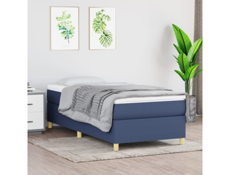 vidaXL Cama con somier y colchón 90x190 cm tela azul