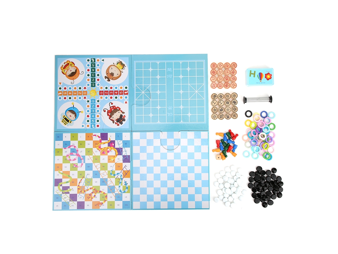 Ajedrez De Madera 5 En 1 Para Niños - Ajedrez Volador - Cinco En Raya - Juego Educativo Para Niños