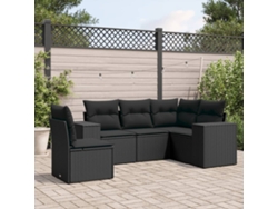 Conjunto de 5 sofás de jardín con cojines de mimbre sintético negro, Dkd Home Decor