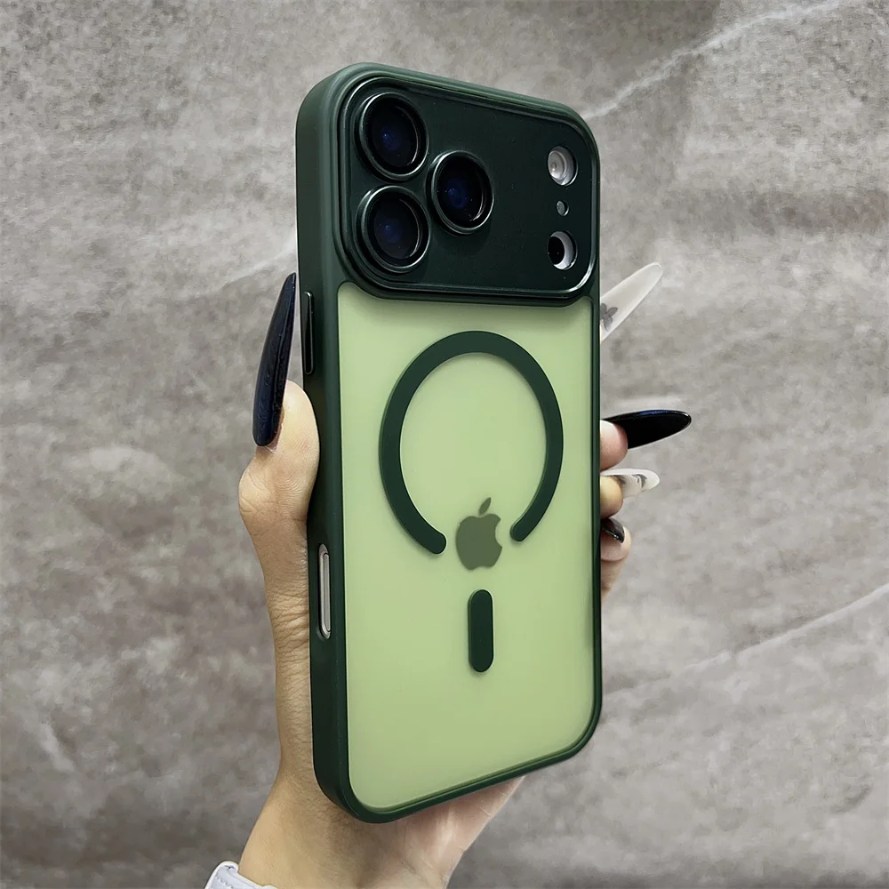 (iphone 12, Verde) Funda Transparente De Carga Inalámbrica Para Iphone, Compatible Con Magsafe.