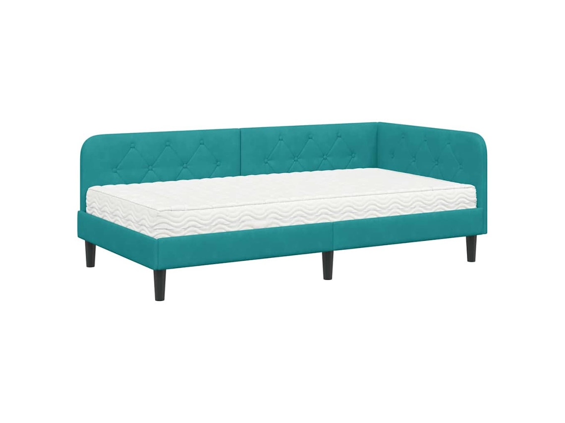 Maison Exclusive - Estructura De Cama En Esquina Tuquesa 90 X 200 Cm Terciopelo