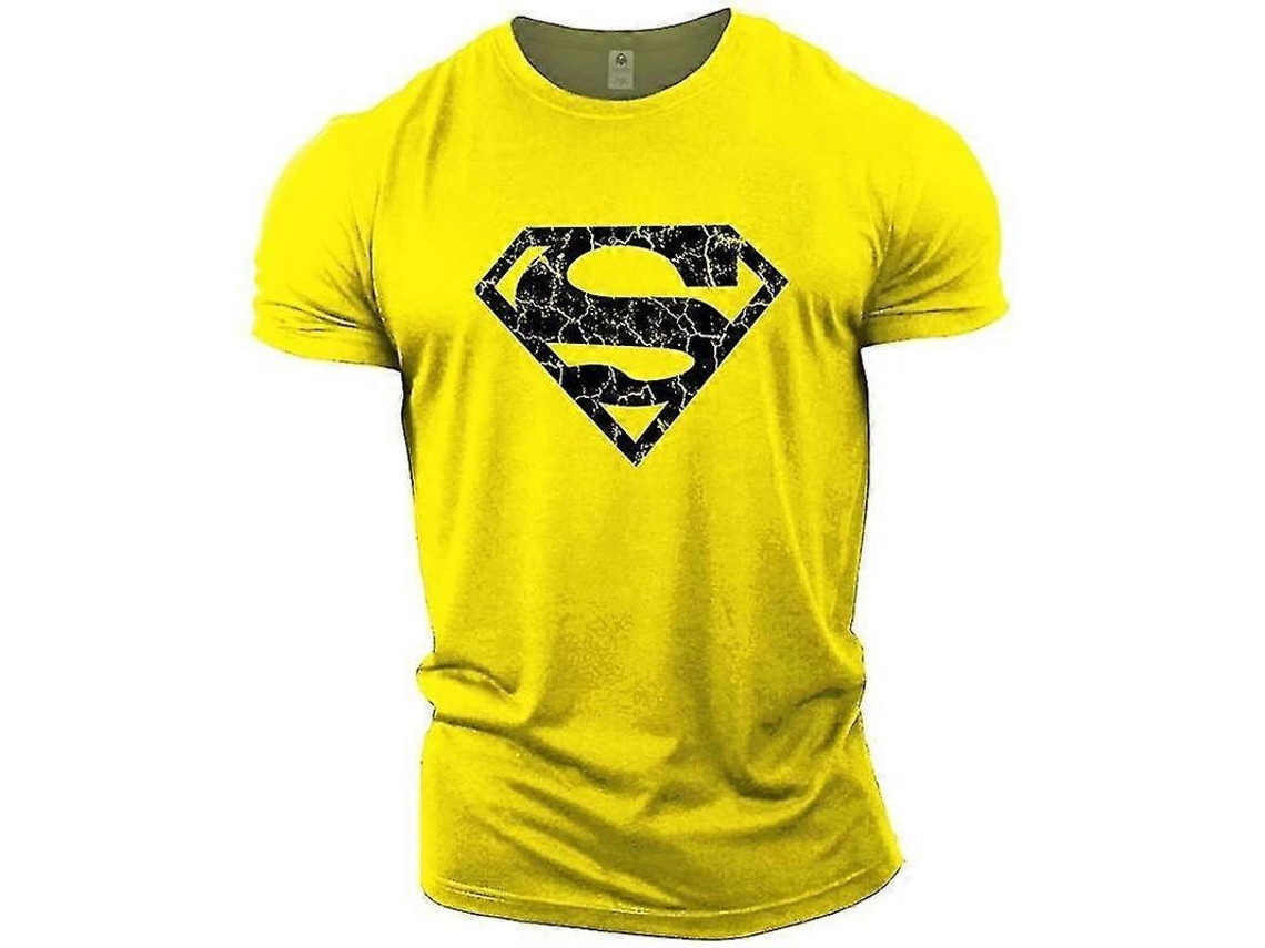 Camiseta De Entrenamiento Superman Vascular Gimnasio 100% Algodón Talla S-xxl M Amarillo