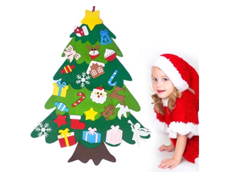 Conjunto de árbol de Navidad de fieltro DIY adornos desmontables, regalos de Navidad para colgar en la pared para niños, estilo C