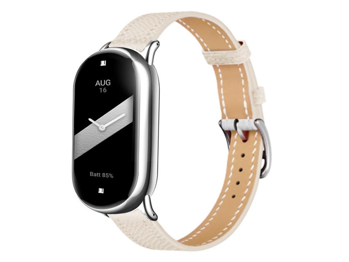 Correa para Xiaomi Smart Band 10/9/8 - Piel - Hebilla plateada fina