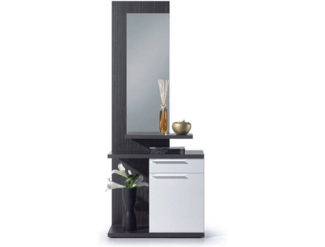Mueble de Entrada HABITDESIGN Kendra (Blanco - Gris Ceniza - Melamina - 61 x 186 x 29 cm)