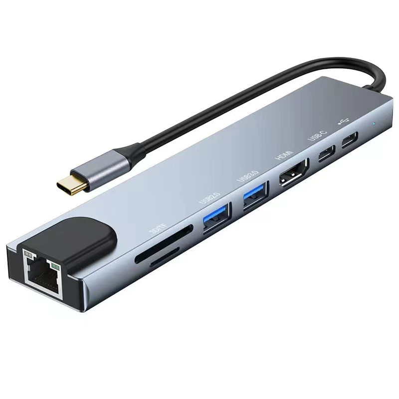 Concentrador USB-C 8 en 1 con HDMI dual 4K, Gigabit Ethernet, USB 3.0/2.0, alimentación de 100 W, datos USB-C, SD/TF, compatible con Steam Deck, MacBook Pro Air M2 M1 Chromebook