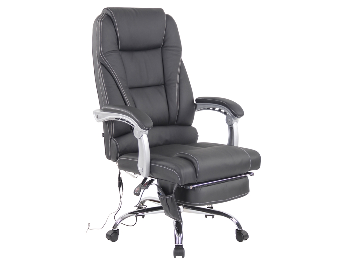 Sillón de oficina Pacific de piel auténtica con función de masaje negro CLP