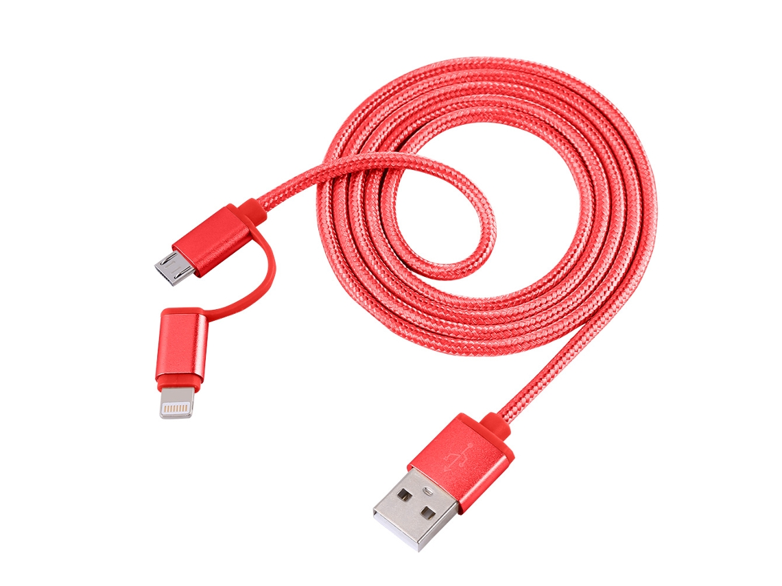 Cable De Carga Y Datos Trenzado 2 En 1 Para Iphone Y Android (2.4a Micro Usb)