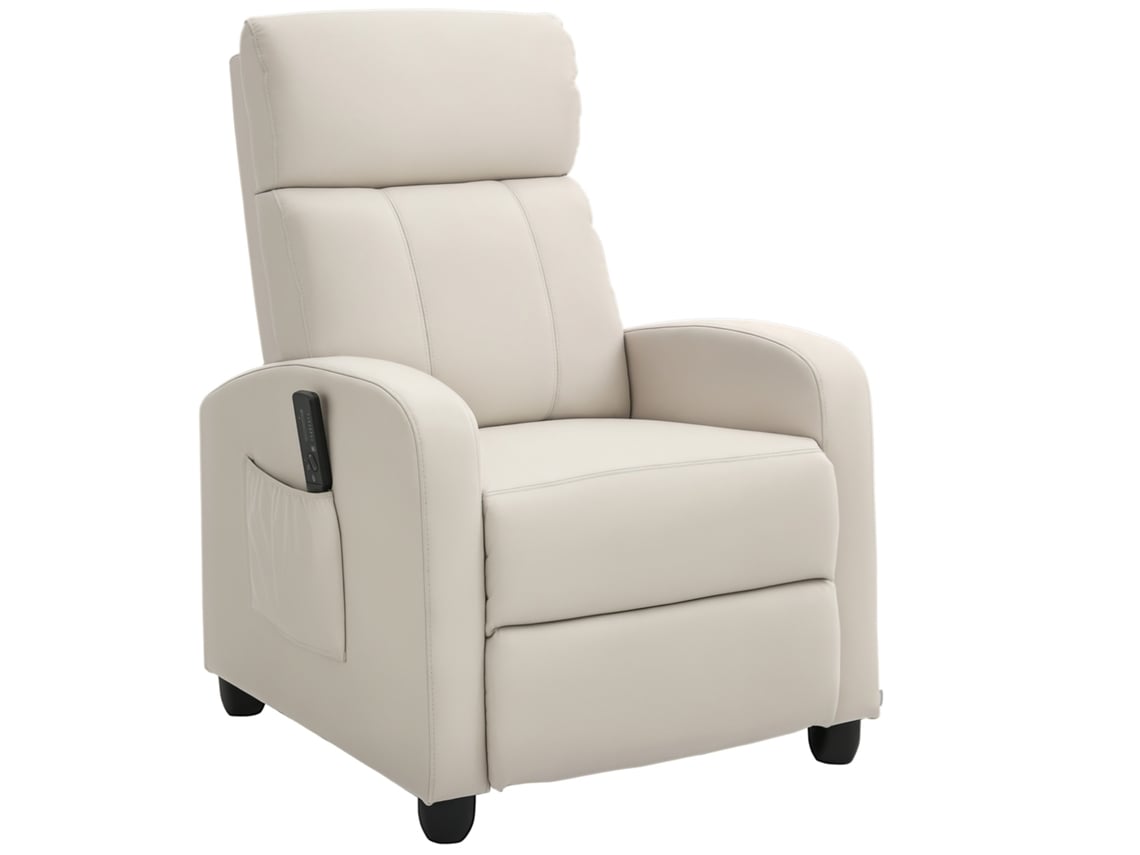 Poltrona Massagem Pu Controle Remoto 68x88x98cm Creme