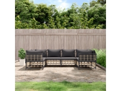 Conjunto de jardín de 6 piezas con cojines de mimbre sintético antracita de DKD Home Decor