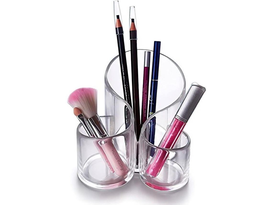 2026-organizador De Brochas De Maquillaje Linjou De Acrílico Transparente Con 3 Espacios