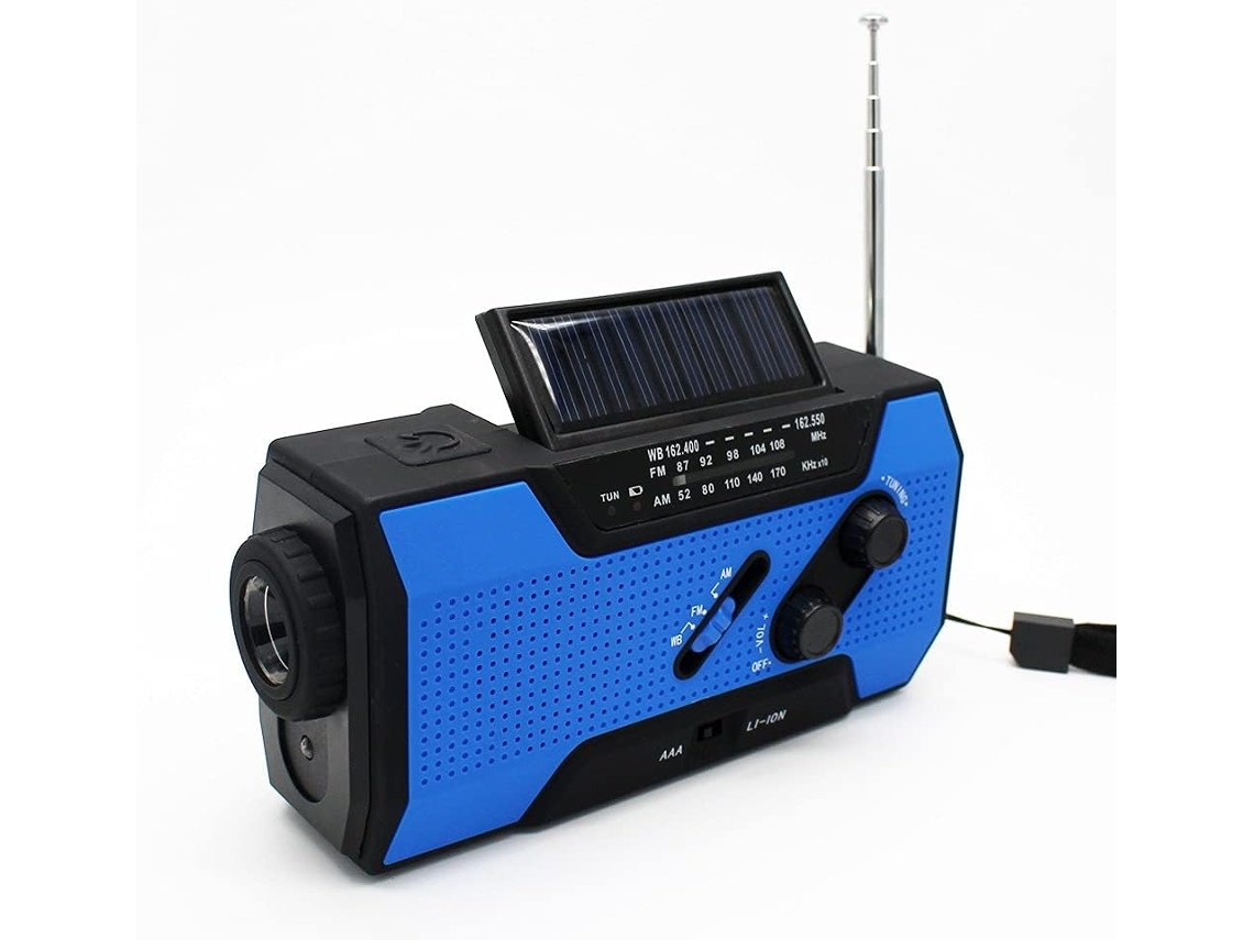 Radio Solar, Radio Meteorológica Am/fm Con Manivela Y Banco De Energía Portátil De 2000 Mah (azul) Chrui