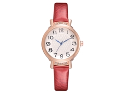 Reloj De Pulsera Informal Para Mujer Con Diamantes De Imitación, Números Arábigos, Cuarzo, Rojo.