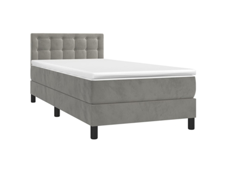 MAISON EXCLUSIVE Cama con somier con colchón y LED 90x190 cm Terciopelo gris claro