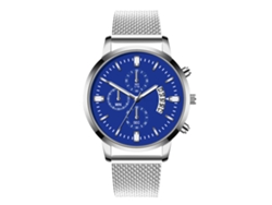 Reloj Casual Para Hombre Con Esfera Redonda Colorida, Movimiento De Cuarzo De Alta Calidad, Color Plata Y Azul.