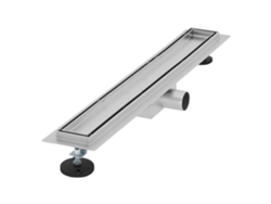 Canal de ducha de acero inoxidable alicatable 60 cm y sifón Juego completo Plata Plana LUXEBATH