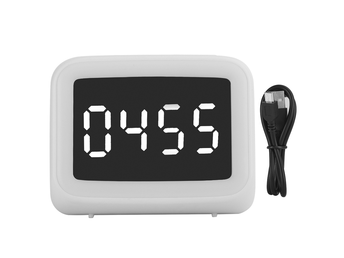 Altavoz Portátil Bluetooth 5.0 Bt511 Con Reloj, Alarma, Luz Nocturna, Radio Fm, Termómetro, Blanco.