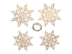2 Copos de nieve - Madera - 3D - Decoración del árbol de Navidad - 9 cm