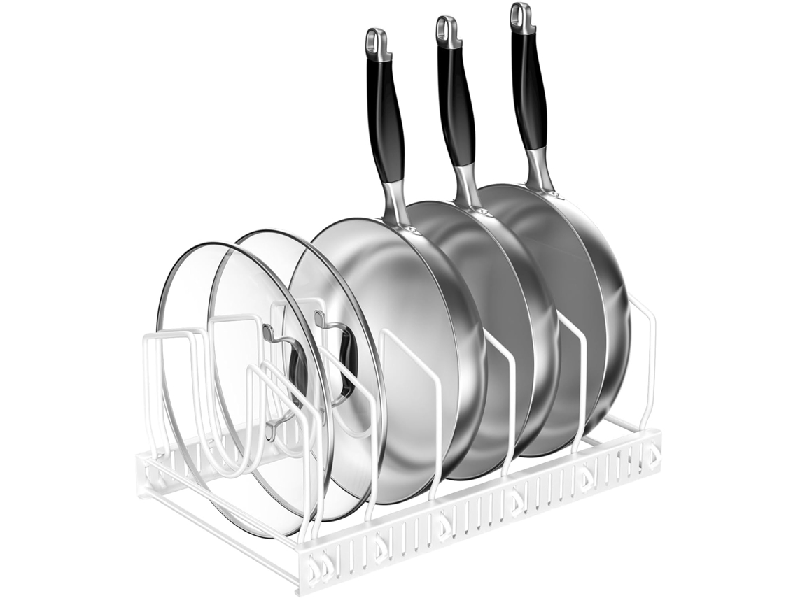 Caja De Almacenamiento Con Tapa - 7 Compartimentos Ajustables - Revestimiento Antiadherente - (blanco)