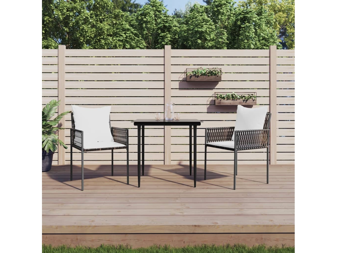 Conjunto de comedor de jardín de 3 piezas con cojines de mimbre y acero de DKD Home Decor