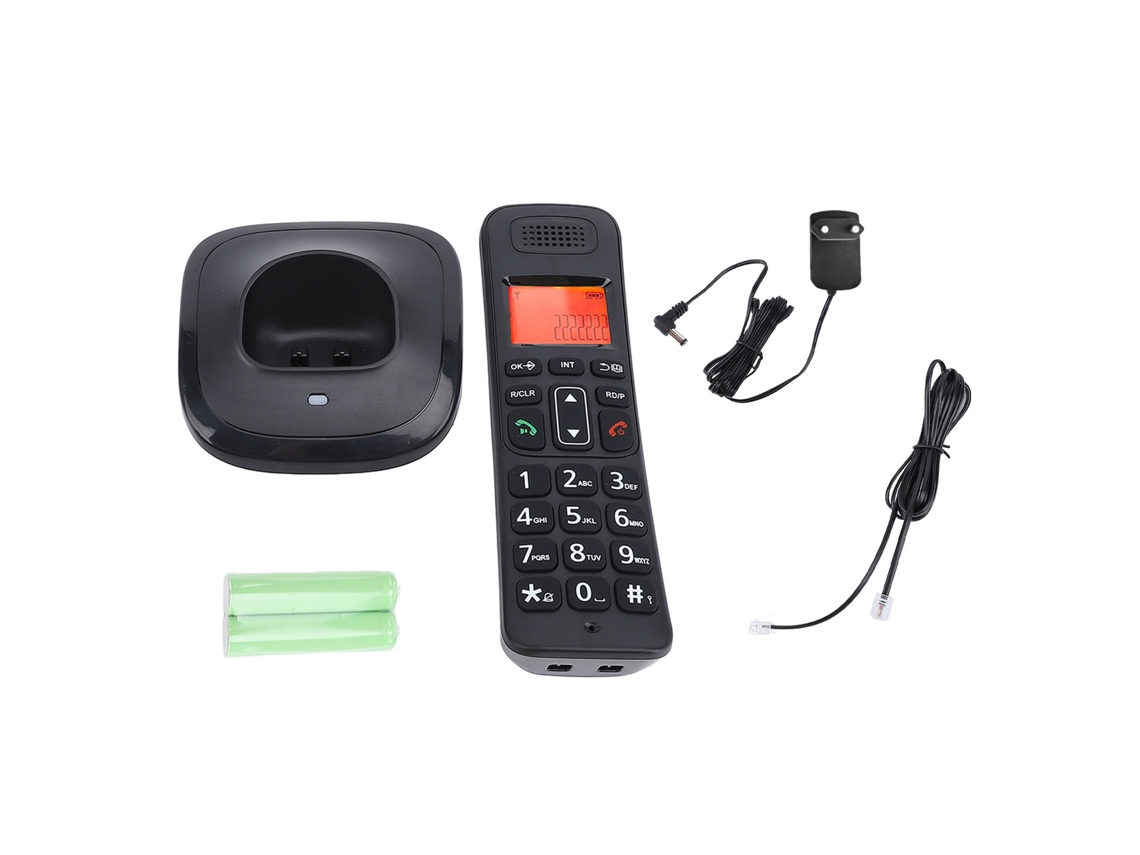 Teléfono Inalámbrico Con Identificador De Llamadas, Bloqueo De Identificador De Llamadas, Botones Grandes, Pantalla Retroiluminada Naranja, Enchufe Europeo.