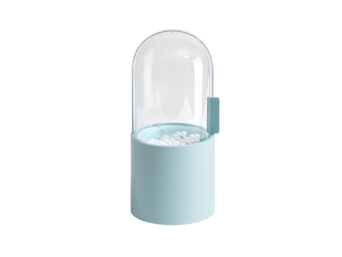 2026-caja Organizadora De Pinceles De Maquillaje Con Perlas, Tapa Deslizante Impermeable, Para Baño Y Tocador (azul)