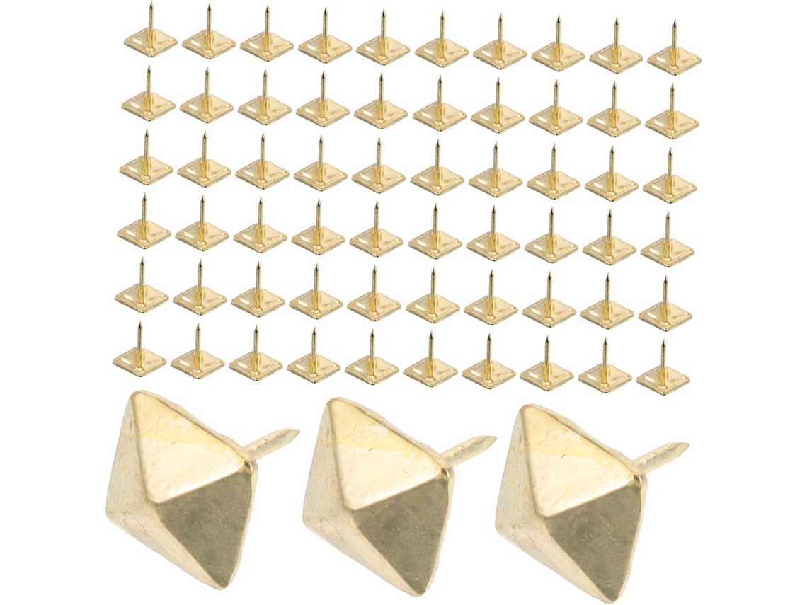 100 Piezas De Clavos Cuadrados Dorados Para Tapicería, Tachuelas Decorativas De Cabeza Cuadrada Para Muebles.