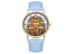 Reloj De Pulsera Unisex De Cuarzo Con Correa De Pu, Esfera Redonda, Números Romanos, Azul Claro, Zhoulianfa