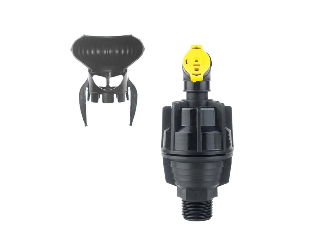 Aspersor rotativo de riego súper 10 + deflector 180º, Rosca 1/2 Macho. Aspersor rotativo 360 con Alcance hasta 10m y Presión de Trabajo de 2.5 a 4 Bar. [Amarillo]