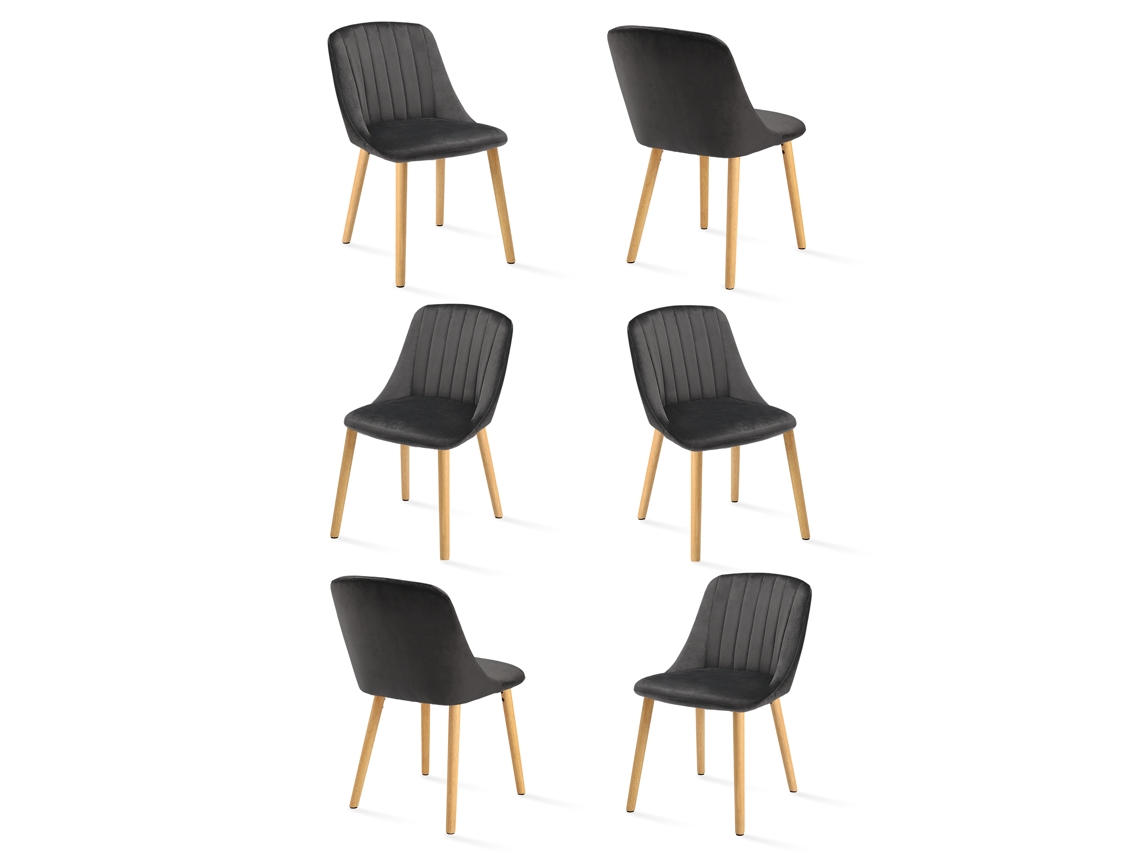 Sillas De Comedor Goeurvant 993(pack De 6, Gris Oscuro, Terciopelo)
