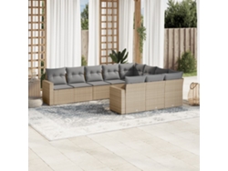 Conjunto de sofá de jardín de 10 piezas con cojines, mimbre sintético beige, Dkd Home Decor