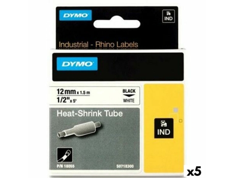 Kit Tubo Termoretráctil Rhino DYMO ID1-12 12 x 1,5 mm Negro Blanco (5 Unidades)