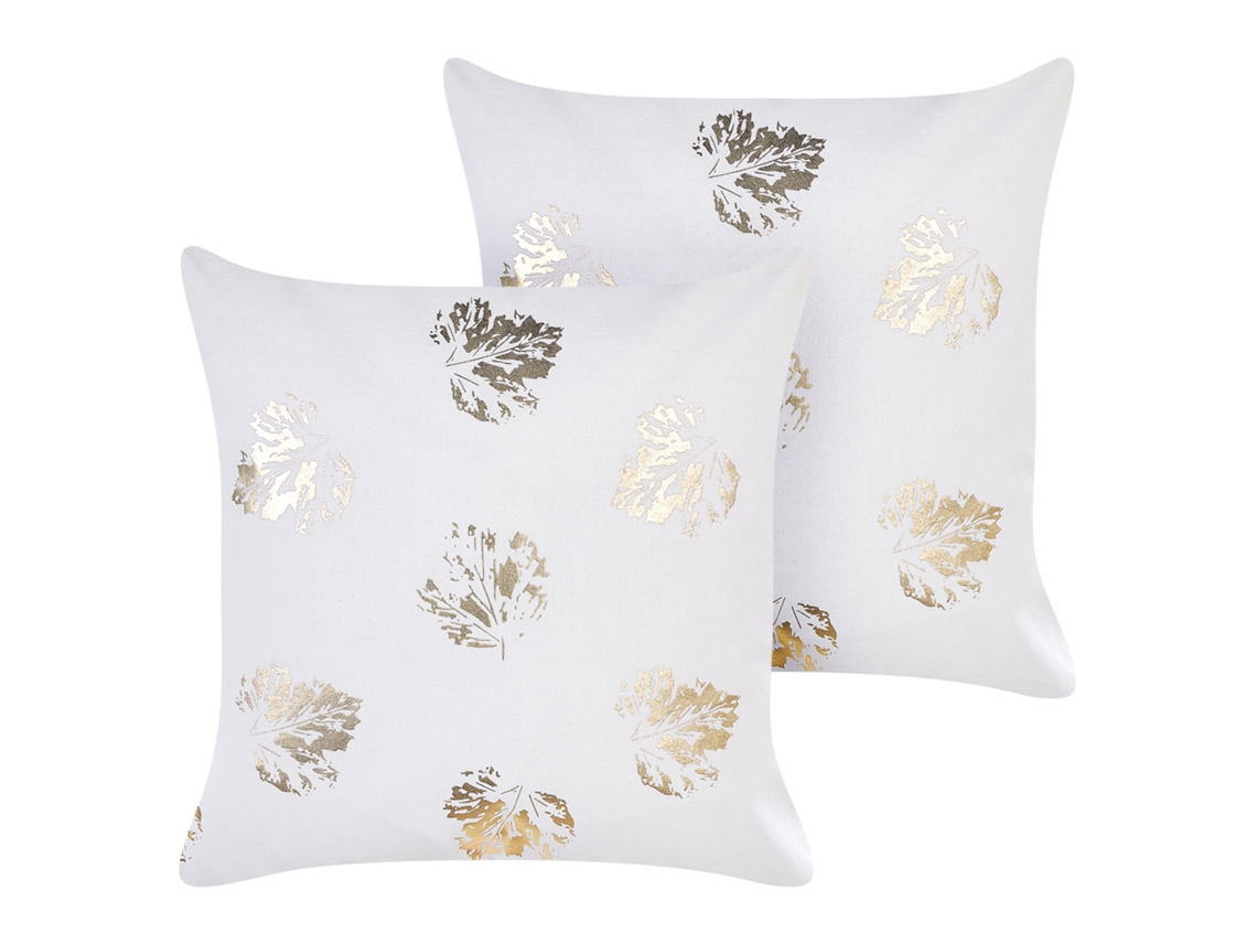 Juego de cojines decorativos BELIANI Goldenrod de Terciopelo Blanco 45x45x10
