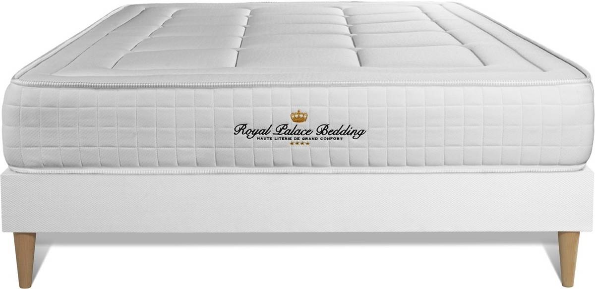 Conjunto de Somier Blanco + Colchón ROYAL PALACE BEDDING Balmoral (130x210 cm - Espuma Viscoelástica)
