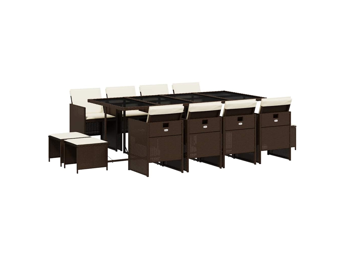 Maison Exclusive - Set Muebles De Jardín 13 Pzas Y Cojines Ratán Sintético Marrón