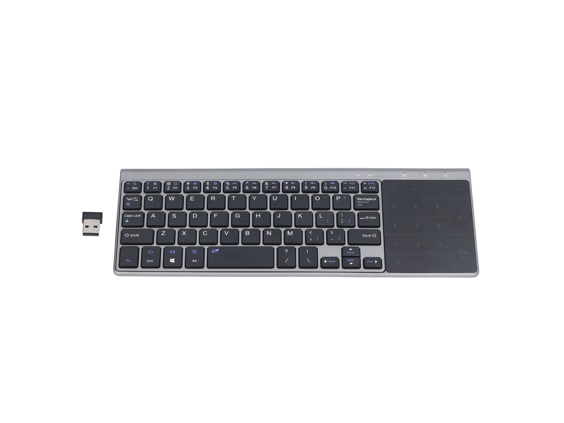 Teclado inalámbrico de 59 teclas, 2,4 g, ultradelgado y mini, con panel táctil y teclado numérico para PC y TV.