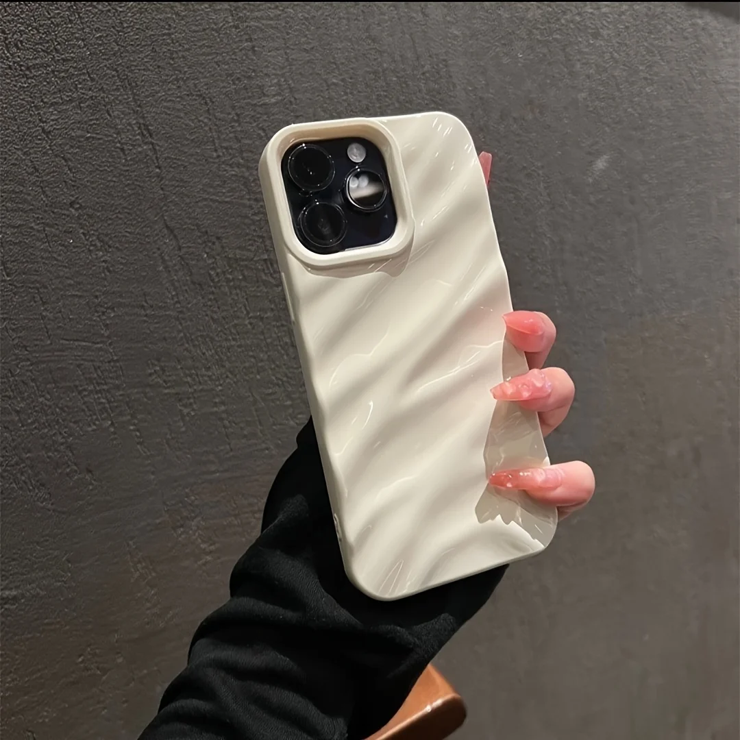 (iphone 11 Marrón Claro) Funda Para Teléfono Tpu Con Textura De Seda 6d Ondulada, Funda Protectora Suave A Prueba De Golpes